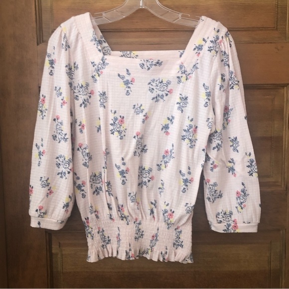 Angels Forever Young Women's Size M Floral Print Shirt Elastic Waist 3/4 Sleeve - Picture 1 of 10